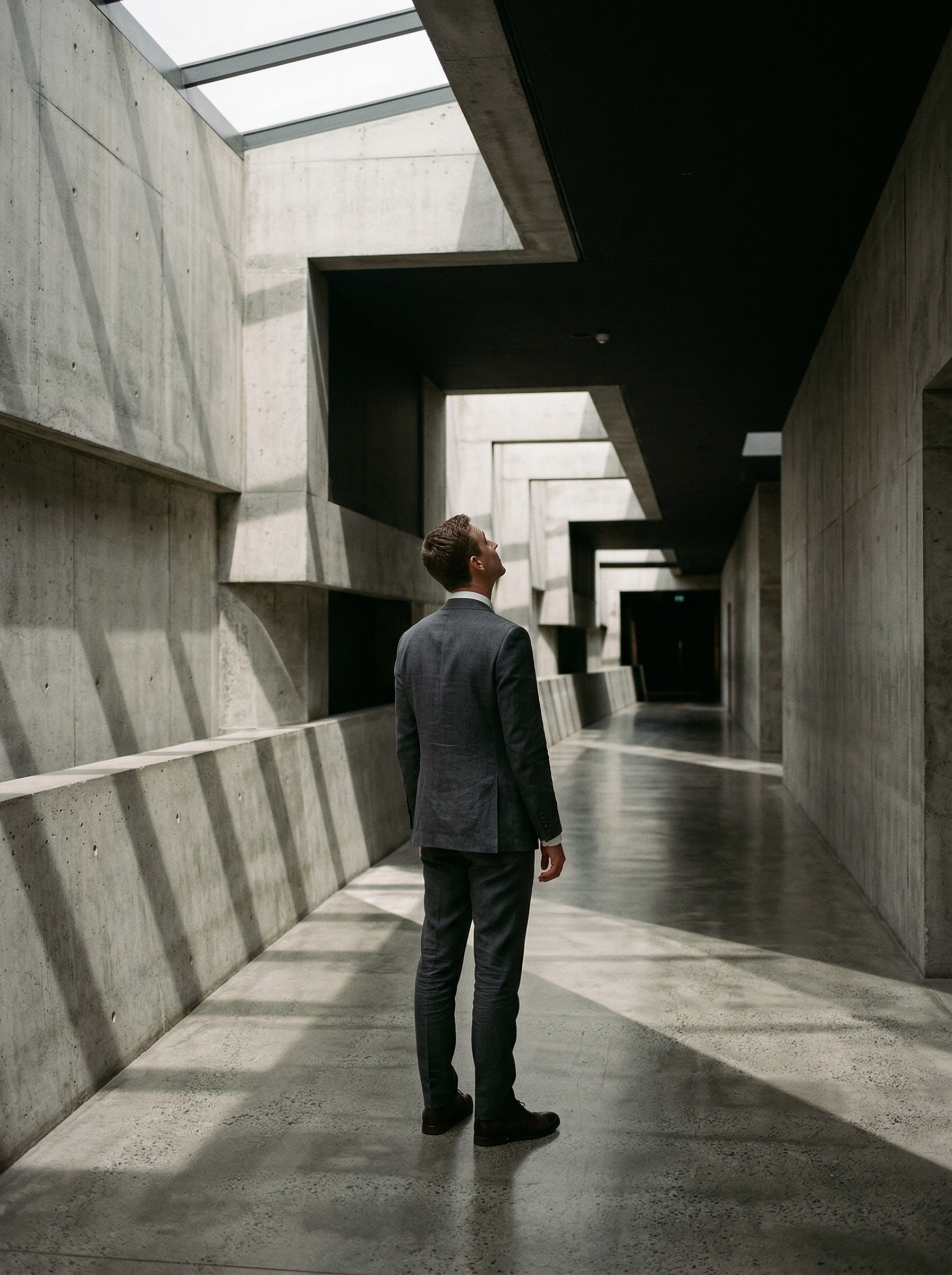 Nate in the concrete corridor